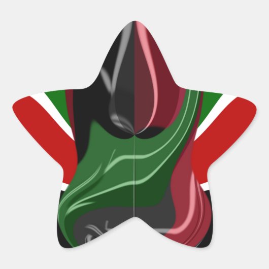 Sticker Étoile Drapeau Kényan en effervescence : un art moderne d (Devant)