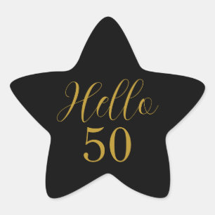 Sticker Étoile Elégant 50e Anniversaire Noir Or