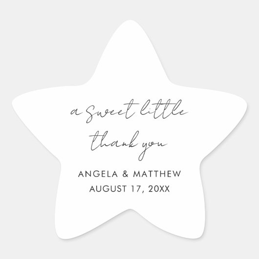 Sticker Étoile Elegant Modern Script Wedding Thank You (Devant)