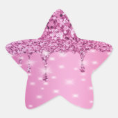 Sticker Étoile Élégante Goutte de Paillettes Rose Chaud (Devant)