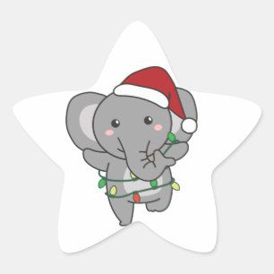 Sticker Étoile Eléphant Noël Animaux d'hiver Eléphants Star S