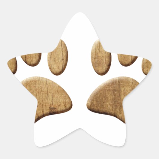 Sticker Étoile Empreinte de patte de chien de bois (Devant)