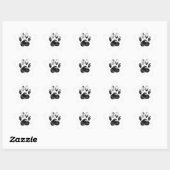 Sticker Étoile Empreinte de patte de chien gris noir et blanc (Feuille)