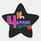 Sticker Étoile Équipe d'équipe de 4e année simple Retour à l'écol (Devant)