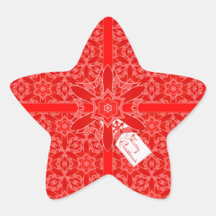 Sticker Étoile Étoile de Noël Festive Red Lace