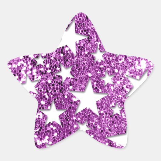 Sticker Étoile Etoiles blanches sur Parties scintillant rose (Devant)
