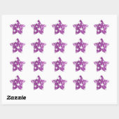 Sticker Étoile Etoiles blanches sur Parties scintillant rose (Feuille)