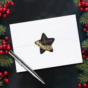 Sticker Étoile Étoiles sur Noir Joyeux Noël
