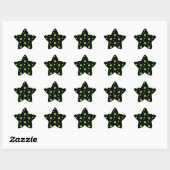 Sticker Étoile Étoiles vertes sur motif noir (Feuille)