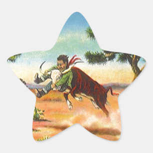 Sticker Étoile Étoiles vintages de rodéo de cowboy de boeuf de