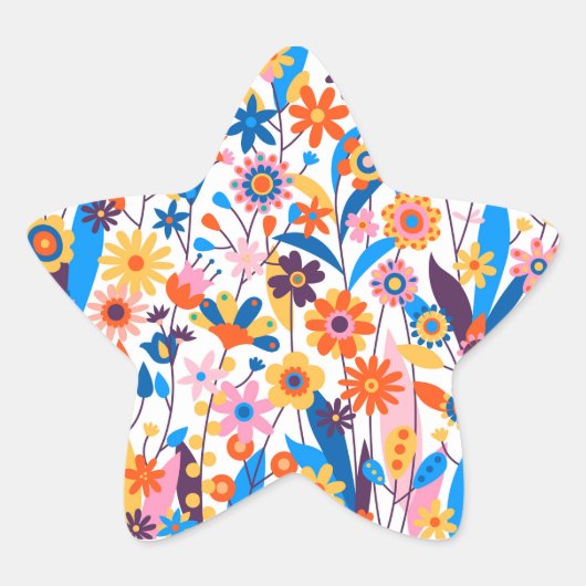 Sticker Étoile Exotique multicolore Floral Arrière - plan-32939 (Devant)