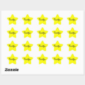 STICKER ÉTOILE EXPRESSION DE MERCI D'ÉCRITURE CURSIVE (Feuille)