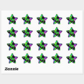 Sticker Étoile Faisée bleu pourpre vert néon (Feuille)