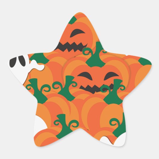 Sticker Étoile Fantômes d'Halloween Patch de citrouille hantée (Devant)