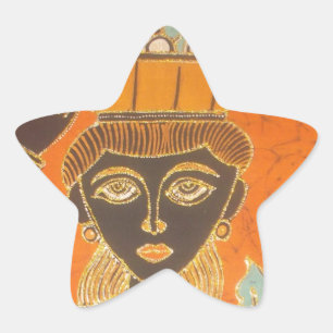 Sticker Étoile Femme africaine portant panier d'art