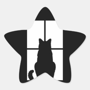 Sticker Étoile Fenêtre Cat Cliquez pour Customiser la couleur Déc