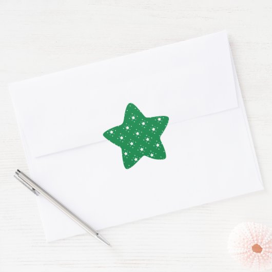 Sticker Étoile Festive Green and White Stars Pattern (Enveloppe)