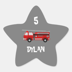 Sticker Étoile Fête du camion d'incendie Anniversaire