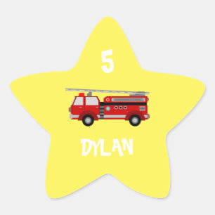 Sticker Étoile Fête du camion d'incendie Anniversaire