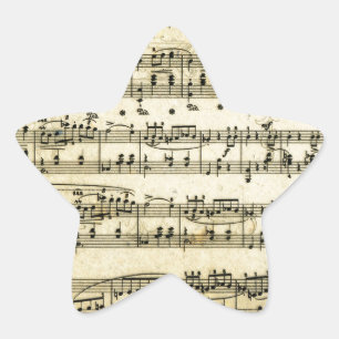 Sticker Étoile Feuille antique de score de musique