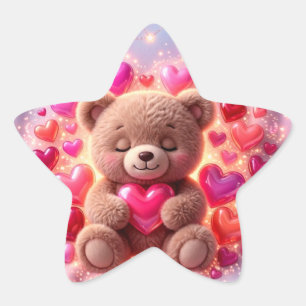 Sticker Étoile Feuille d'autocollants Cute Teddy Love