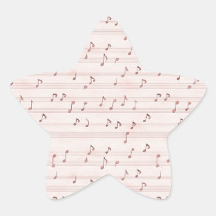 Sticker Étoile Feuille de notes de musique rose