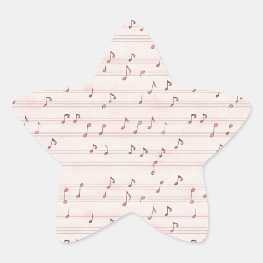 Sticker Étoile Feuille de notes de musique rose (Devant)