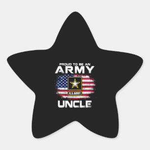 Sticker Étoile Fière D'Être Un Oncle De L'Armée Avec Un Drapeau A