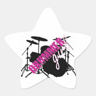 Sticker Étoile Fille batteur avec un texte amusant violet et noir