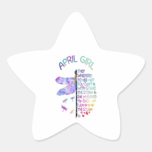 Sticker Étoile Filles Dragonfly April Girl Whischoi à elle (Devant)