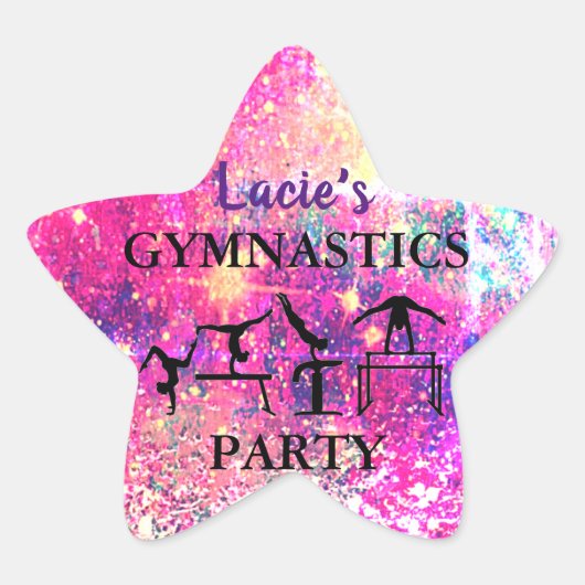 Sticker Étoile Filles Gymnastique Anniversaire Rustique Sparkle P (Devant)
