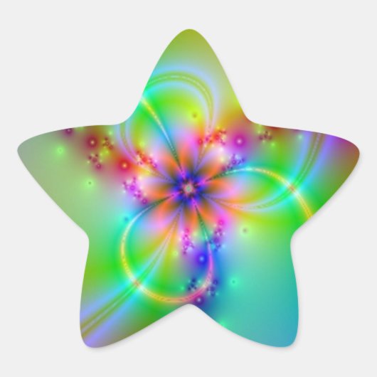 Sticker Étoile Fleur Colorée Avec Rubans (Devant)