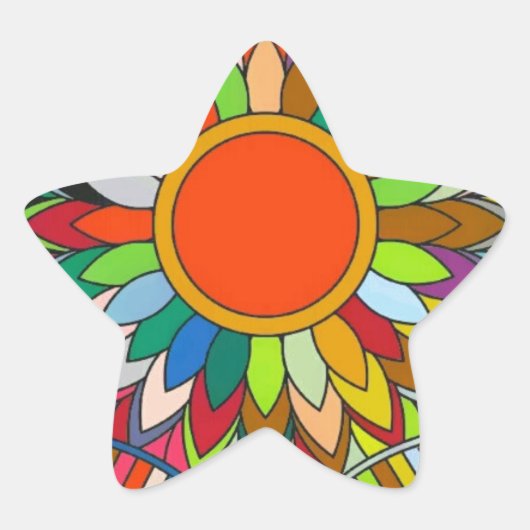 Sticker Étoile fleur colorée mandala yaei design (Devant)