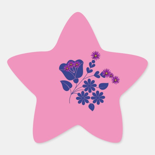 Sticker Étoile Fleur rose étoile (Devant)