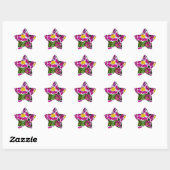 Sticker Étoile Fleurs de primrose violet et jaune (Feuille)