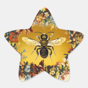 STICKER ÉTOILE FLEURS DE PRINTEMPS HONEY BEE / BEEKEEPER STAR