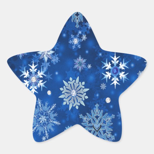 Sticker Étoile Flocons de Noël Bleus et Argent (Devant)