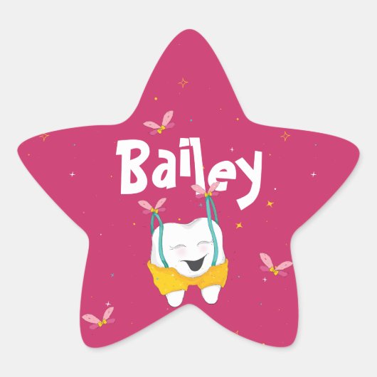 Sticker Étoile Flying Tooth Sparkly Magique Rose (Devant)
