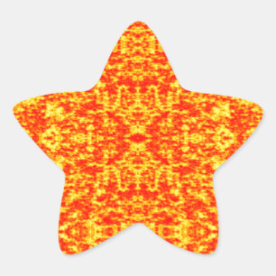 Sticker Étoile Fractage Abstrait En Rouge Et Orange