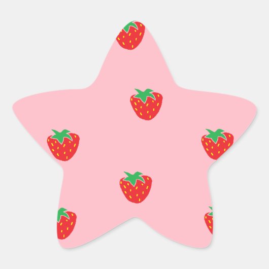 Sticker Étoile Fraises rose (Devant)