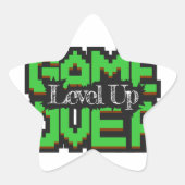 Sticker Étoile Game Over, Level Up : Monde de jeu rétro pixelisé (Devant)
