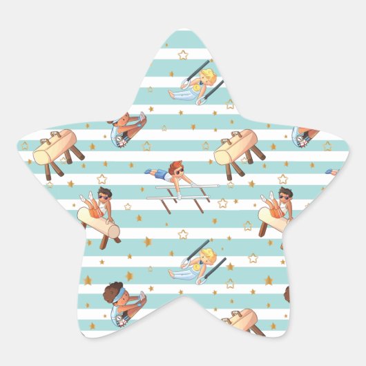 Sticker Étoile Garçons Gymnastique Anneaux Parallel Bars Pommel H (Devant)