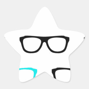 Sticker Étoile geek lunettes bleu geek