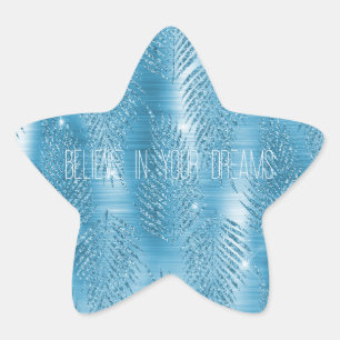 Sticker Étoile Glam Aqua Blue Parties scintillant tropicales Feui