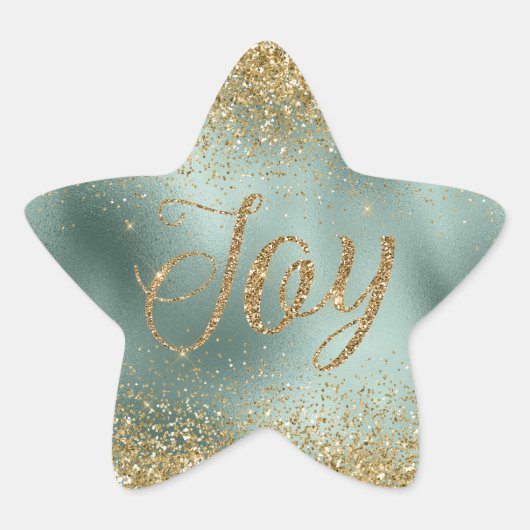 Sticker Étoile Glam Aqua Green Gold Parties scintillant Joy (Devant)