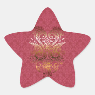 Sticker Étoile Gold Indian Ornament Damas fuchsia delux