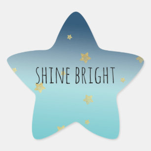 Sticker Étoile Gold Stars Aqua Blue Ombre devis personnalisé