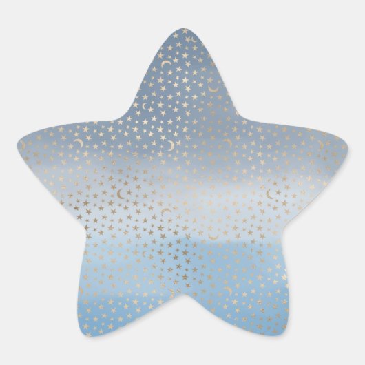 Sticker Étoile Gold Stars Moons Blue Ombre (Devant)
