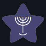 Sticker Étoile Graphique en or de la Marine Blanche de Menorah mo<br><div class="desc">Sticker en hébreu Menorah. Marine,  Blanc,  Or. Transférable et personnalisable.</div>