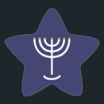Sticker Étoile Graphique en or de la Marine Blanche de Menorah mo<br><div class="desc">Sticker en hébreu Menorah. Marine,  Blanc,  Or. Transférable et personnalisable.</div>
